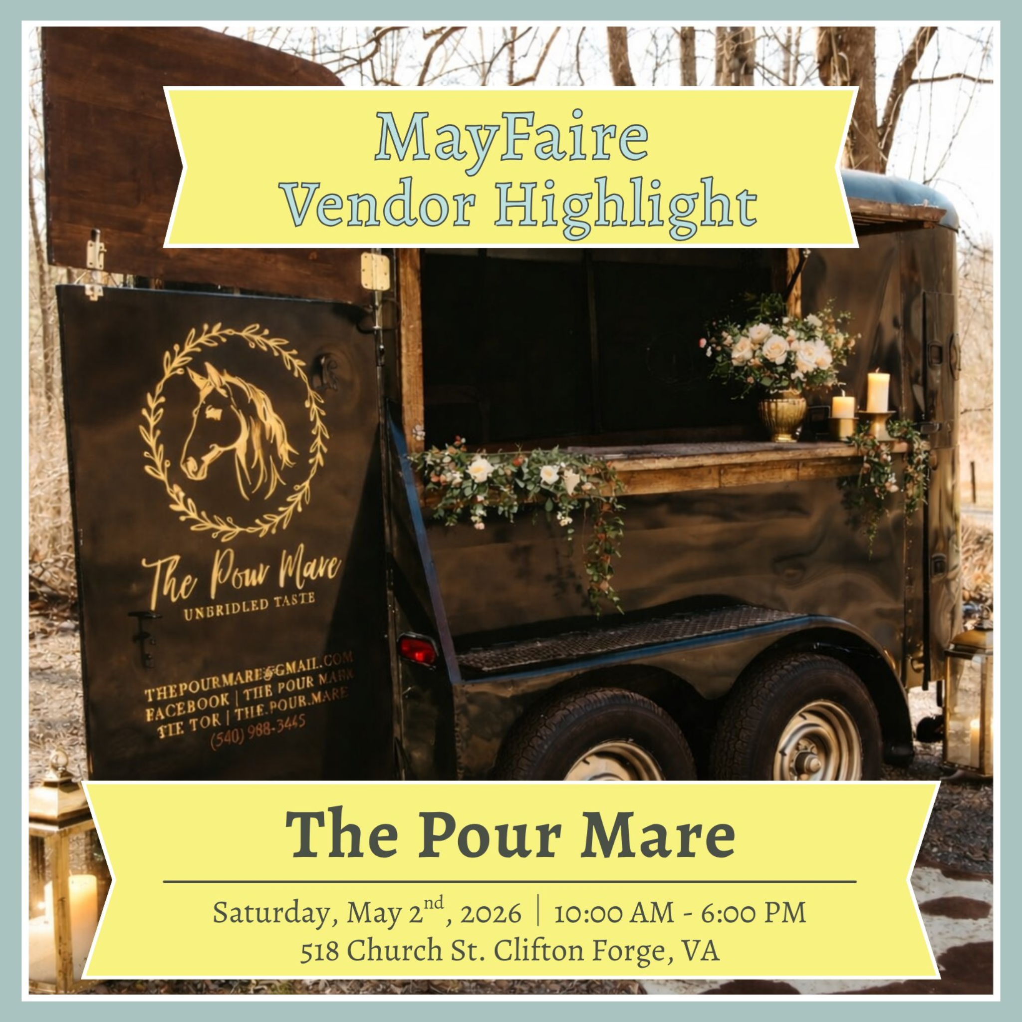 MayFaire Vendor Highlight flyer for The Pour Mare